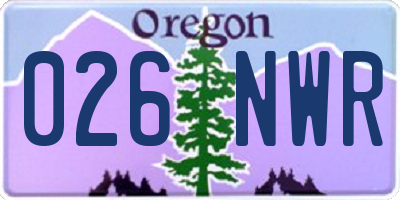 OR license plate 026NWR