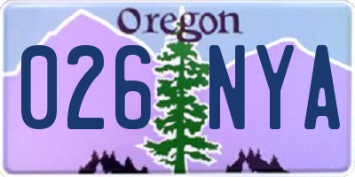 OR license plate 026NYA