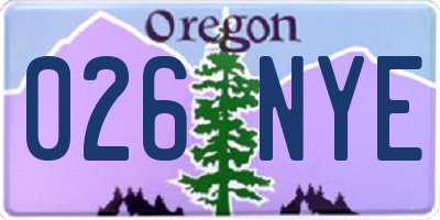 OR license plate 026NYE