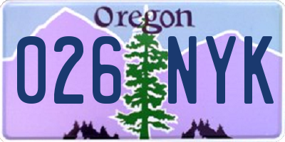 OR license plate 026NYK