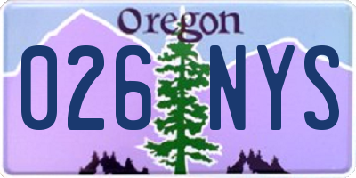 OR license plate 026NYS