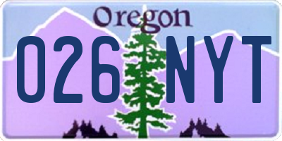 OR license plate 026NYT