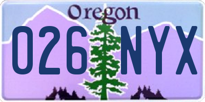 OR license plate 026NYX
