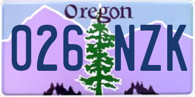 OR license plate 026NZK