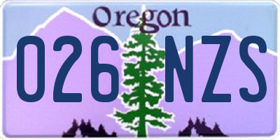 OR license plate 026NZS