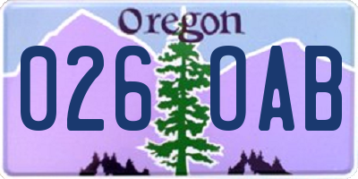 OR license plate 026OAB