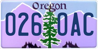 OR license plate 026OAC