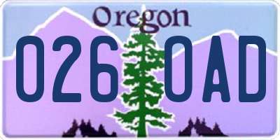 OR license plate 026OAD