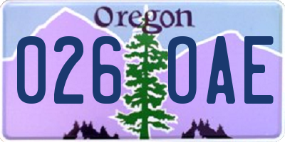 OR license plate 026OAE