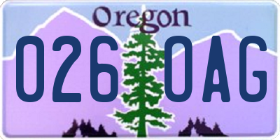 OR license plate 026OAG