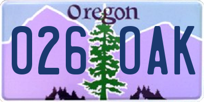 OR license plate 026OAK