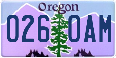 OR license plate 026OAM