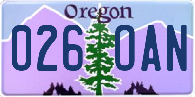 OR license plate 026OAN