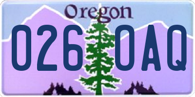OR license plate 026OAQ