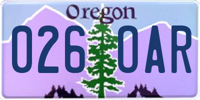 OR license plate 026OAR