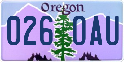 OR license plate 026OAU