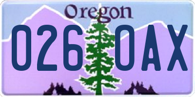 OR license plate 026OAX