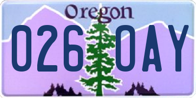 OR license plate 026OAY