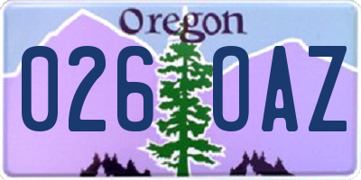 OR license plate 026OAZ