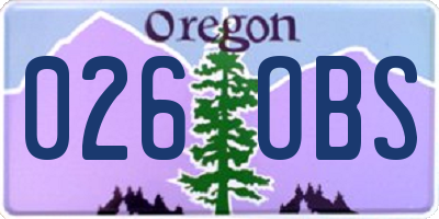 OR license plate 026OBS