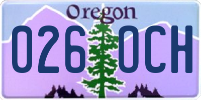OR license plate 026OCH