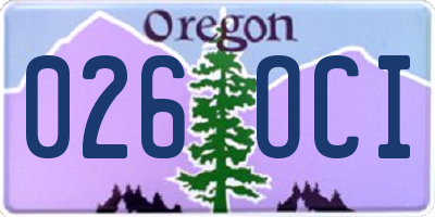 OR license plate 026OCI