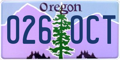 OR license plate 026OCT
