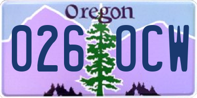 OR license plate 026OCW