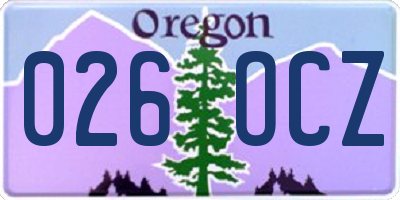 OR license plate 026OCZ