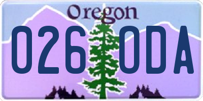 OR license plate 026ODA