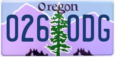 OR license plate 026ODG