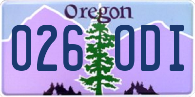 OR license plate 026ODI