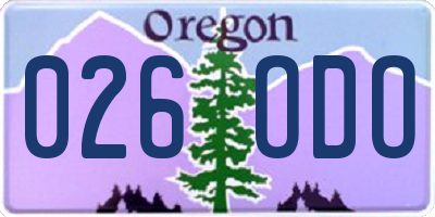 OR license plate 026ODO