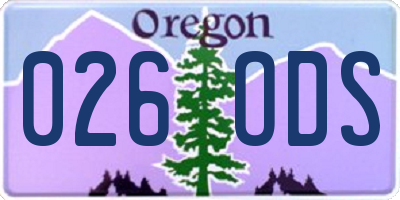 OR license plate 026ODS