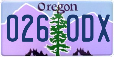 OR license plate 026ODX