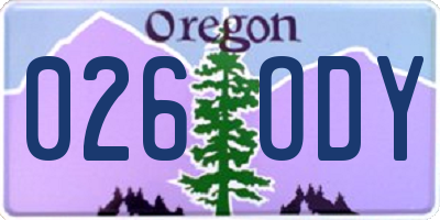 OR license plate 026ODY