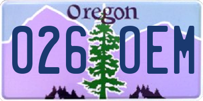 OR license plate 026OEM