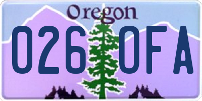 OR license plate 026OFA