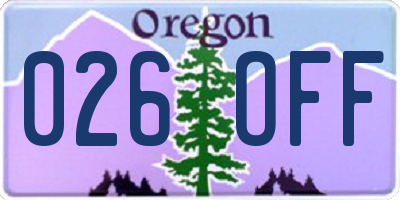 OR license plate 026OFF