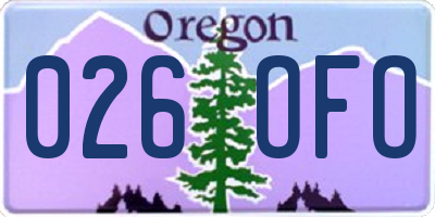 OR license plate 026OFO