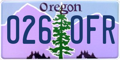 OR license plate 026OFR