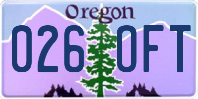 OR license plate 026OFT