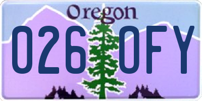 OR license plate 026OFY