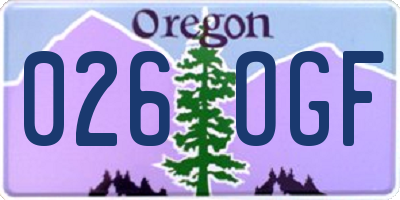 OR license plate 026OGF