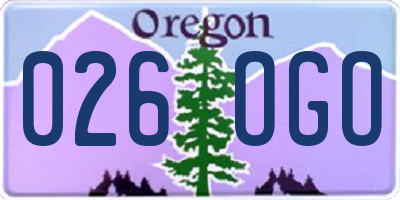 OR license plate 026OGO