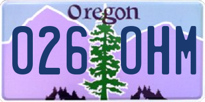 OR license plate 026OHM