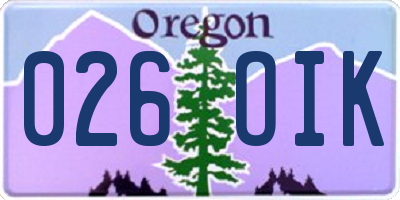OR license plate 026OIK