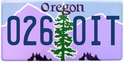OR license plate 026OIT