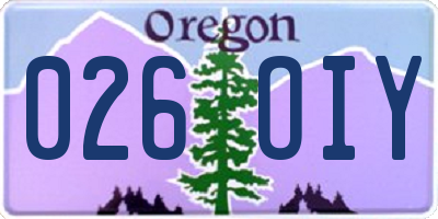OR license plate 026OIY
