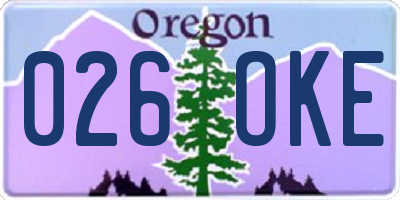 OR license plate 026OKE